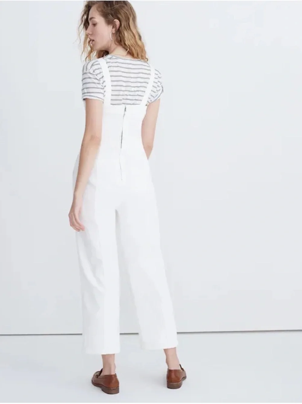 ๐ค Madewell Denim Seamed Wide-Leg Jumpsuit Pure White Size 10 - Picture 2 of 16